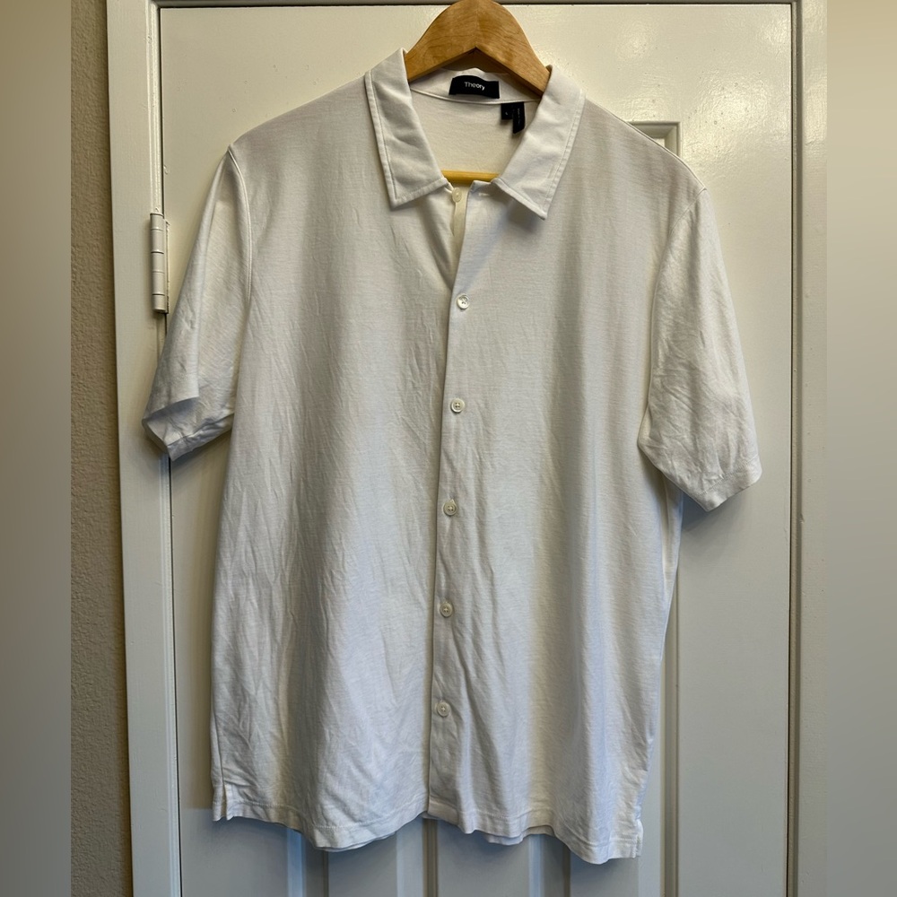 Theory White Casual Button Down Shirt